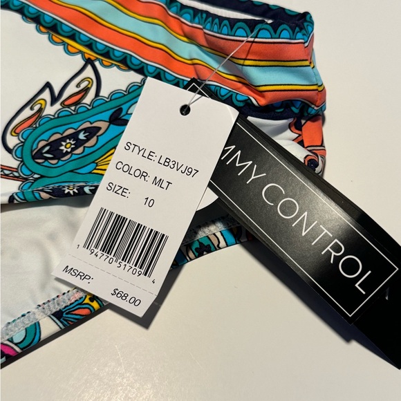 NEW La Blanca Swim Bottom Pave the Way Paisley Print Sz 10 Tummy Control - Picture 3 of 7